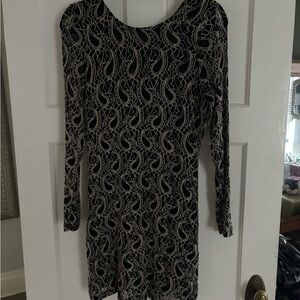 Urban Outfitters Black and Cream Patterned Dress